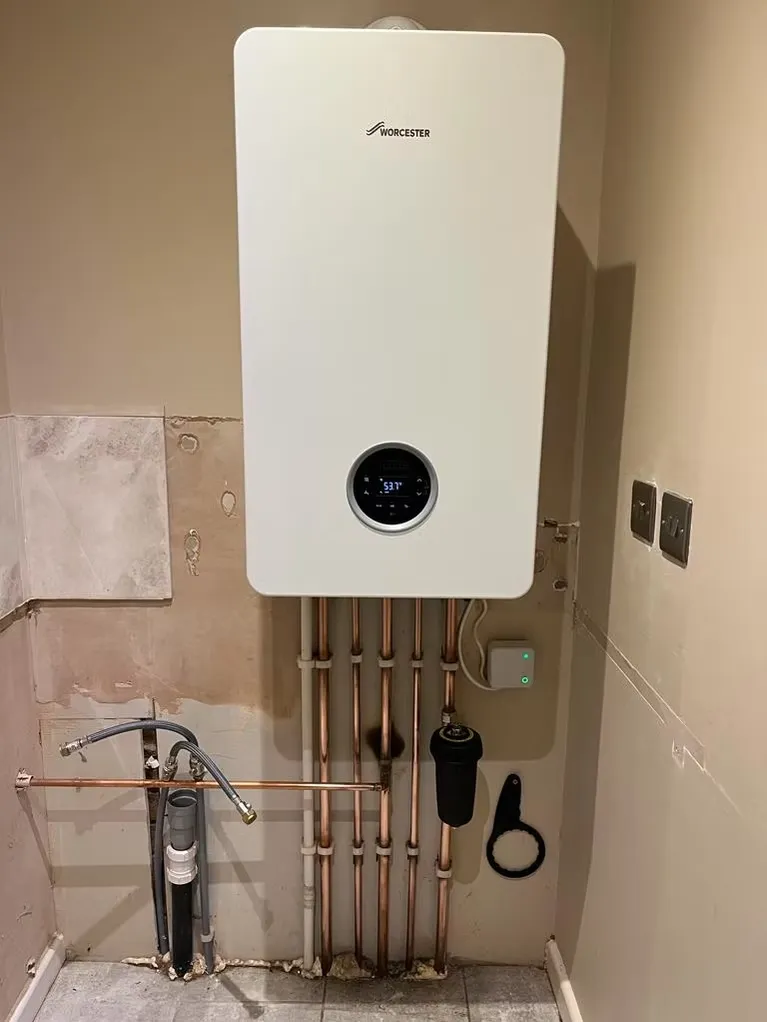 new boiler with black panel